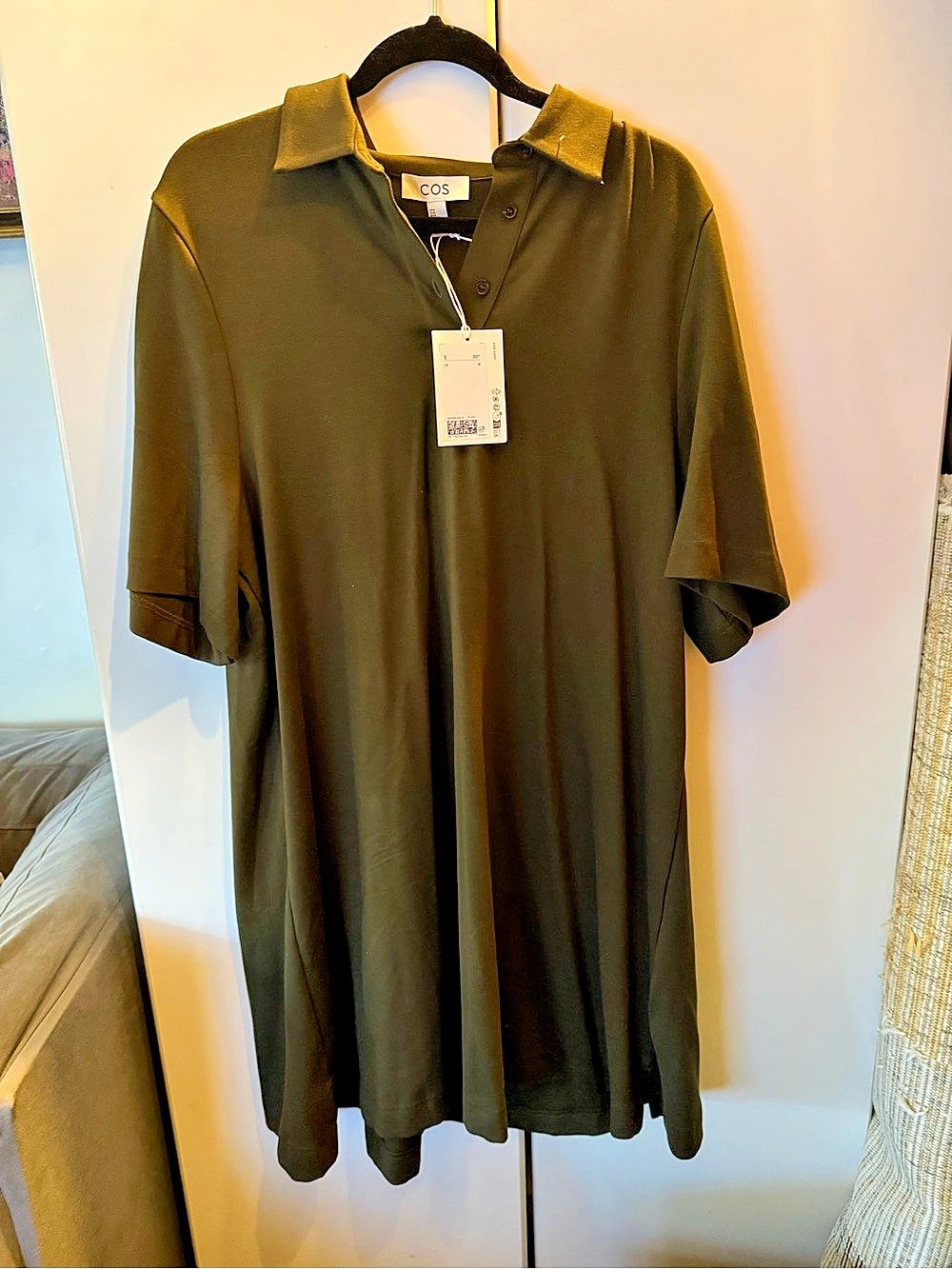 COS Polo Midi Dress Green Collared Midi Dress